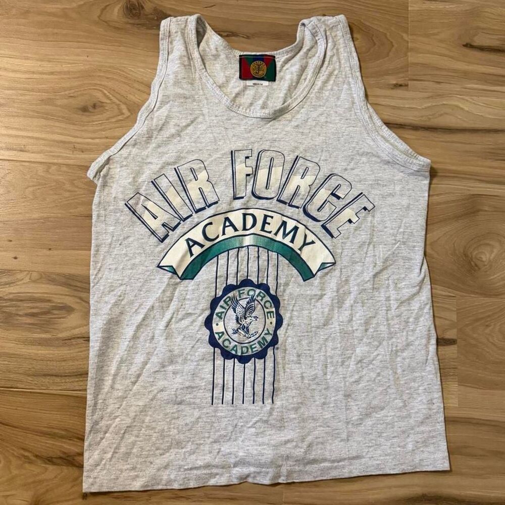 Vintage 90s Air Force Academy tank top Big graphic Single stitch Size Medium